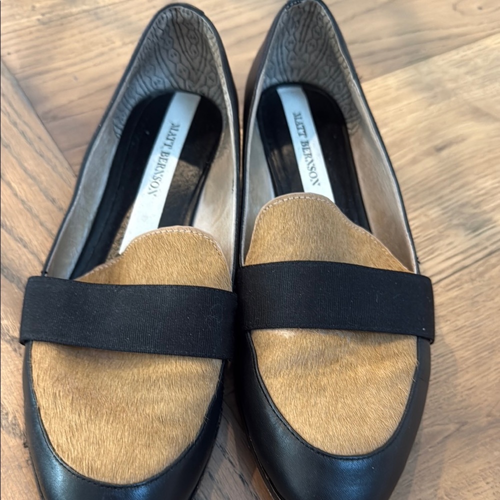 Matt Bernson Black and Tan Flats with Suede Design